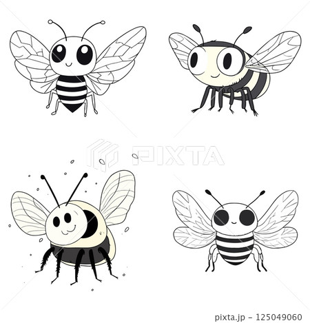 Cartoon Bees Illustration 125049060