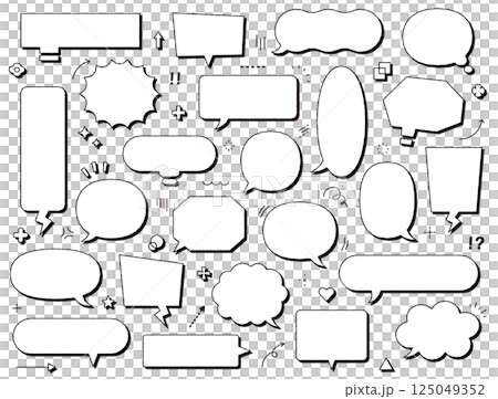 Shaded speech bubble set, variation, line drawing, simple, illustration, vector, pen drawing, multiple, black Shaded speech bubble set, variation, line drawing, simple, illustration, vector, pen drawing, multiple, black 125049352