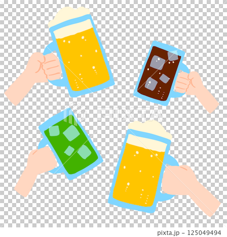 多隻手拿著杯子舉杯敬酒 多隻手拿著杯子舉杯敬酒 125049494