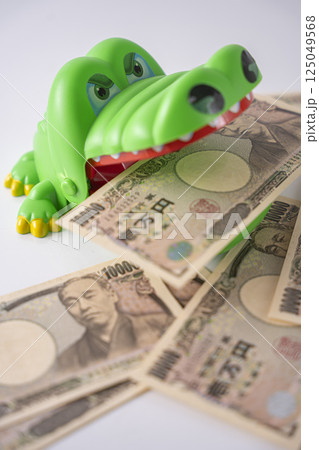 お金に執着しているワニ ビジネス 貯金 お金に執着しているワニ ビジネス 貯金 125049568