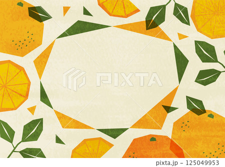 ラフなミカンのイラストの背景_ベージュ 125049953