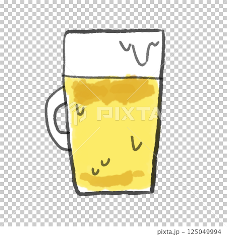 ジョッキに入ったビールのゆるいイラスト 125049994