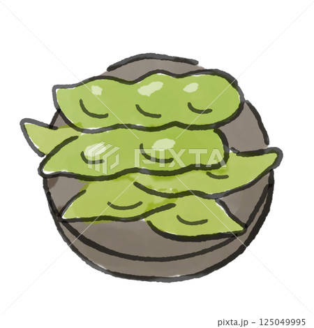 器に入った枝豆のゆるいイラスト 125049995