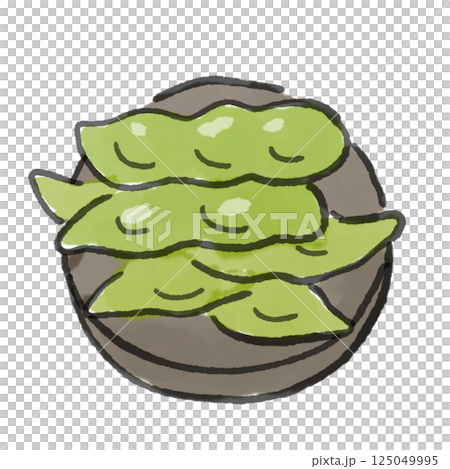 器に入った枝豆のゆるいイラスト 125049995