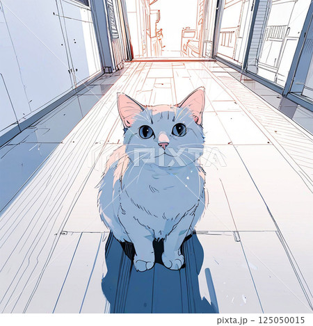 街角で見つめる猫 125050015