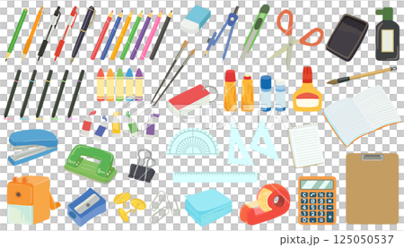 Stationery illustration set vector material 125050537