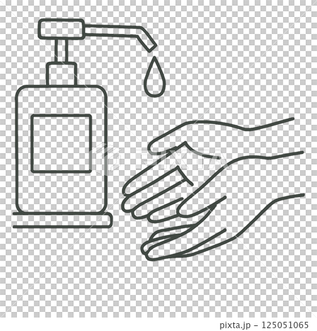 Disinfection line drawing illustration, simple, medical illustration, icon, no background, material 125051065