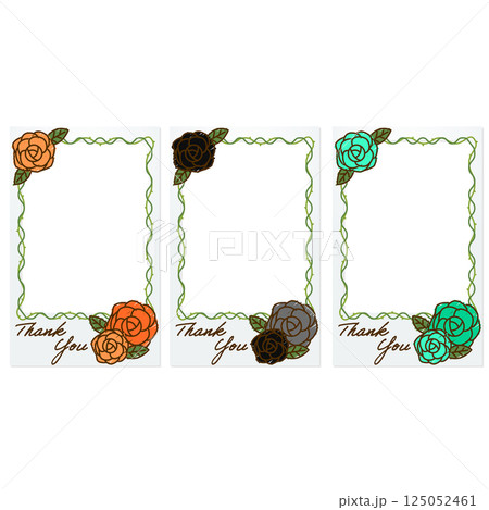 メッセージカード デコレーション フレーム オレンジ ブラック ミント 125052461