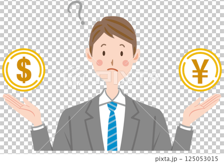 お金 ドル 円のことを考えるビジネスマン 為替 お金 ドル 円のことを考えるビジネスマン 為替 125053015