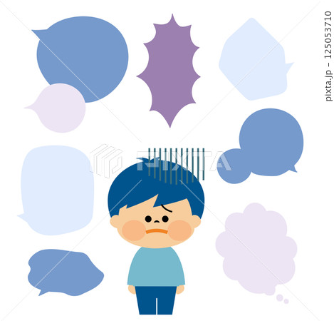 いじめ 言葉に怯える子供のイメージイラスト いじめ 言葉に怯える子供のイメージイラスト 125053710
