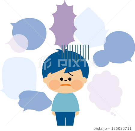 いじめ　言葉に怯える子供のイメージイラスト 125053711