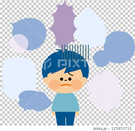 いじめ　言葉に怯える子供のイメージイラスト 125053711