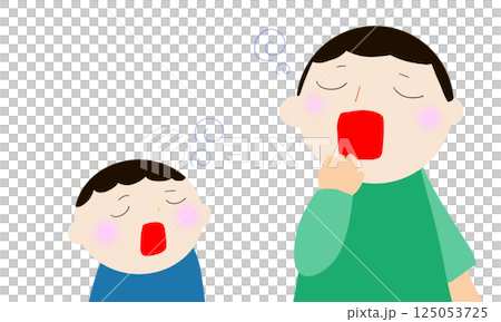 あくびが移った親子 125053725