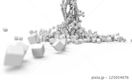 崩壊・人材流出・新社会人退職　抽象イメージ　レンダリングCG　背景 125054076