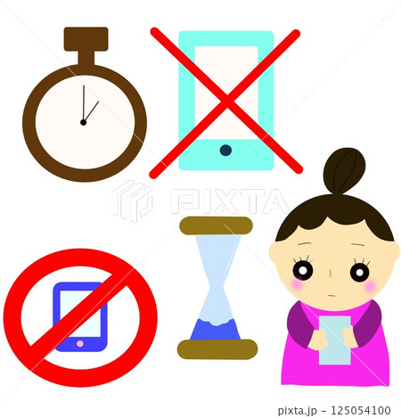 スマホ依存の改善：イラストセット 125054100