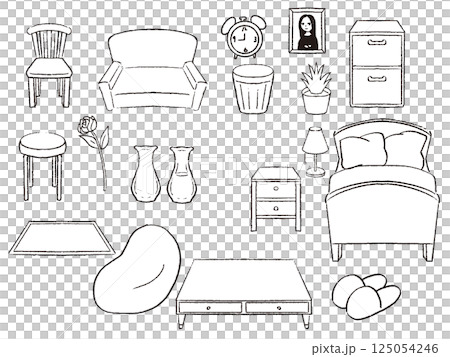 黑白筆畫家具 黑白筆畫家具 125054246