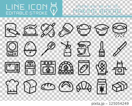 Line Icon Hobby Series vol.15 Bread making 125054249