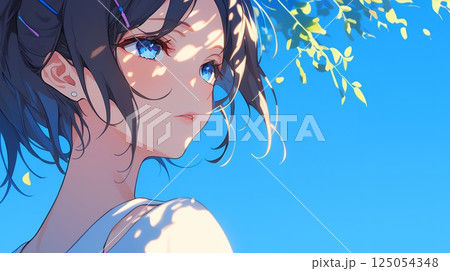 女子高生と夏の青空　AI生成画像 125054348