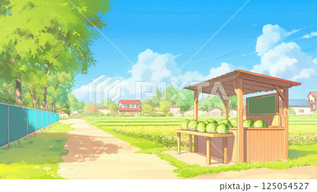 夏の無人販売所のある風景 125054527