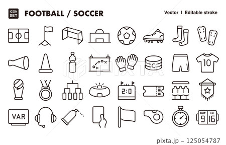 サッカーのアイコンイラストセット　EPS版は線の太さ等編集可能 125054787
