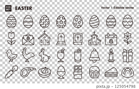 Easter icon illustration set EPS version can be edited to change line thickness etc. Easter icon illustration set EPS version can be edited to change line thickness etc. 125054798