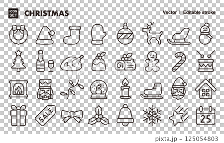 Christmas icon illustration set EPS version can be edited to change line thickness etc. 125054803