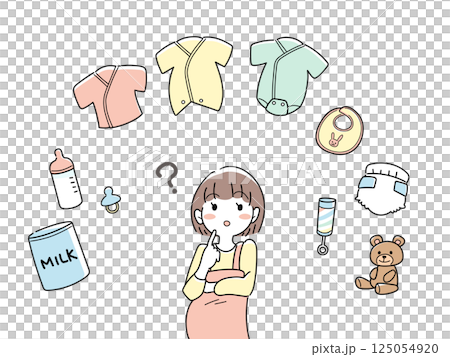 擔心分娩準備的準媽媽嬰兒用品 125054920