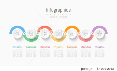 Infographic 7 options design elements for your business data. Vector Illustration. 125055048