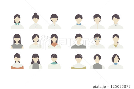 男性・女性バストアップアイコン 125055875