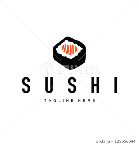 japanese chinese food design simple sushi logo with sushi and chopstick silhouette concept for food business, restaurant, bar sushi template illustration japanese chinese food design simple sushi logo with sushi and chopstick silhouette concept for food business, restaurant, bar sushi template illustration 125056044