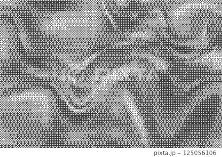 Wavy bitmap pattern background with pixel. Gradient dotted halftone video dither effect. Vector retro game glitch abstract noise. Grunge vintage wallpaper 125056106