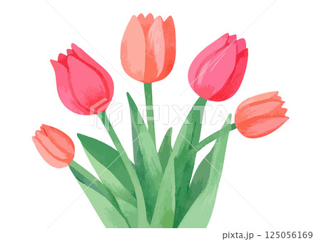 水彩で描いたチューリップのイラスト　生成AI 125056169