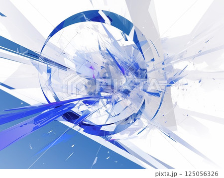 円と放射が織りなす構造的かつ動的な抽象アート 125056326