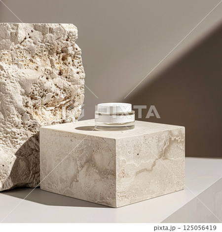 Cosmetic cream in a glass jar. Skin care concept. Background for beauty products 125056419