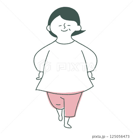 片足を上げて立つ女性 125056473