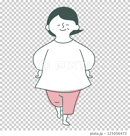 片足を上げて立つ女性 125056473