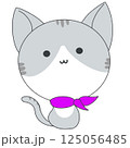 表情アイコン・グレー猫（無表情） 125056485