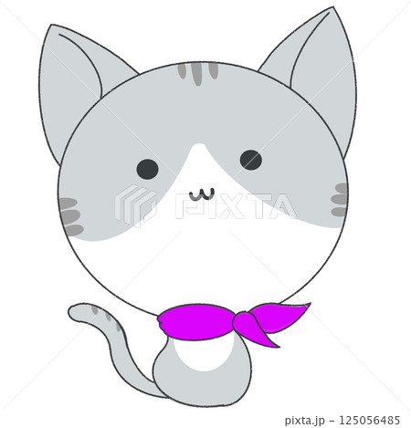 表情アイコン・グレー猫（無表情） 125056485
