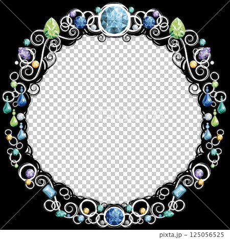 Jeweled circular frame (cool colors, white lines) Jeweled circular frame (cool colors, white lines) 125056525