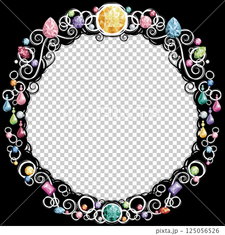 Jeweled circular frame (multi-colored, white lines) 125056526