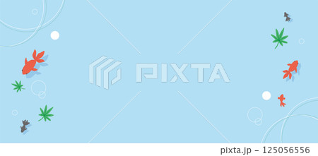 金魚が泳いでいる夏イメージの背景イラスト　バナー 125056556