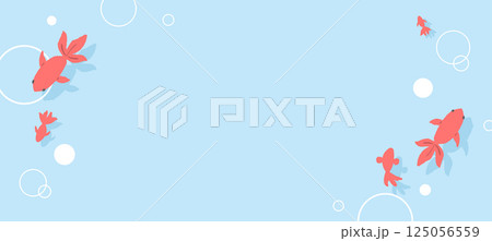 金魚が泳いでいる夏イメージの背景イラスト　バナー 125056559