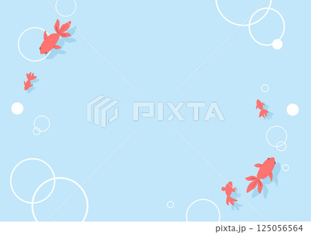 金魚が泳いでいる夏イメージの背景イラスト　 125056564