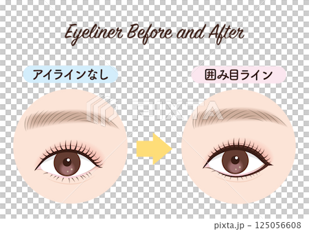 Eyeliner before and after eye line Eyeliner before and after eye line 125056608