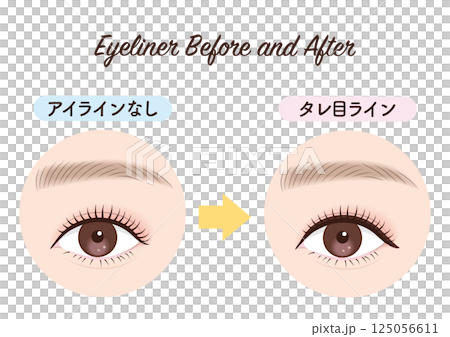 Eyeliner before and after droopy eye line 125056611
