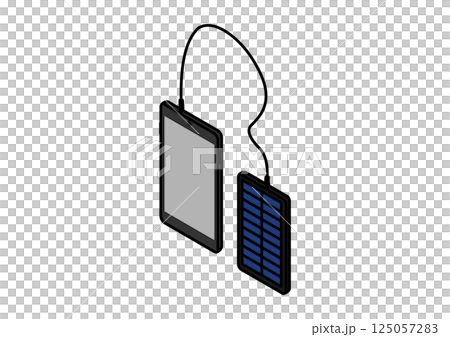 ソーラーバッテリーでスマホを充電するイラスト 125057283
