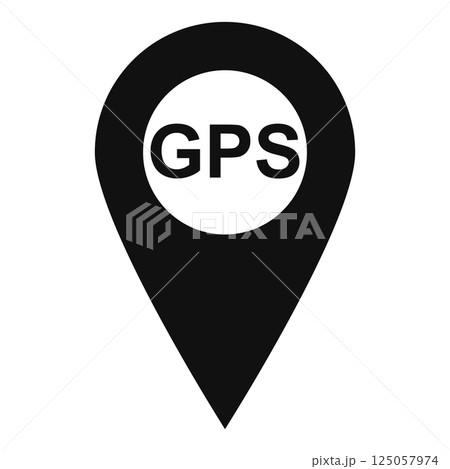 Black GPS Location Pin Icon With Bold GPS Center Text 125057974