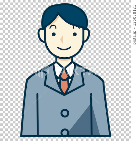 Illustration of a man wearing a gray suit 125058121