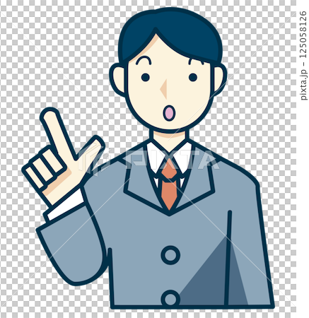 Illustration of a man in a gray suit pointing Illustration of a man in a gray suit pointing 125058126