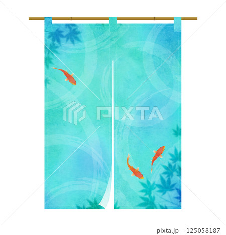 金魚が泳いでいる夏イメージの暖簾イラスト 125058187